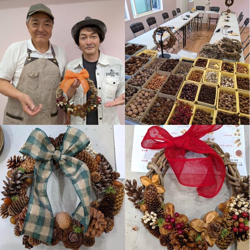 堀江淳プレゼントリースワークショップ|TokyoWreath 伊藤よういちクラフト リース作家 リース職人 クリスマスリース